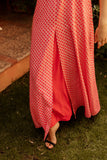 Vestido Betty Rojo Coral Estampado Geométrico